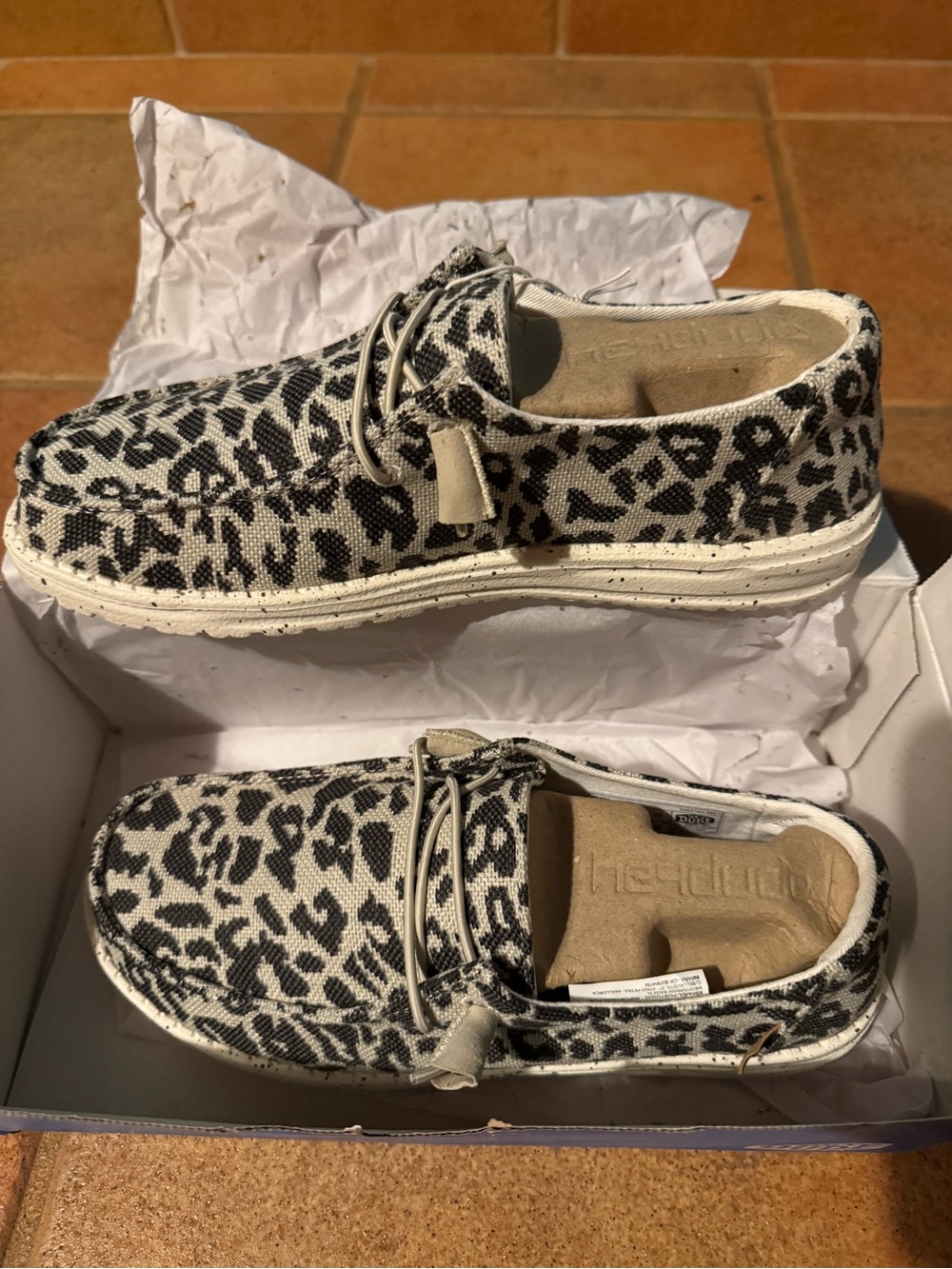 Hey Dude Leopard Print Sneakers - Black & White - Picture 4 of 6